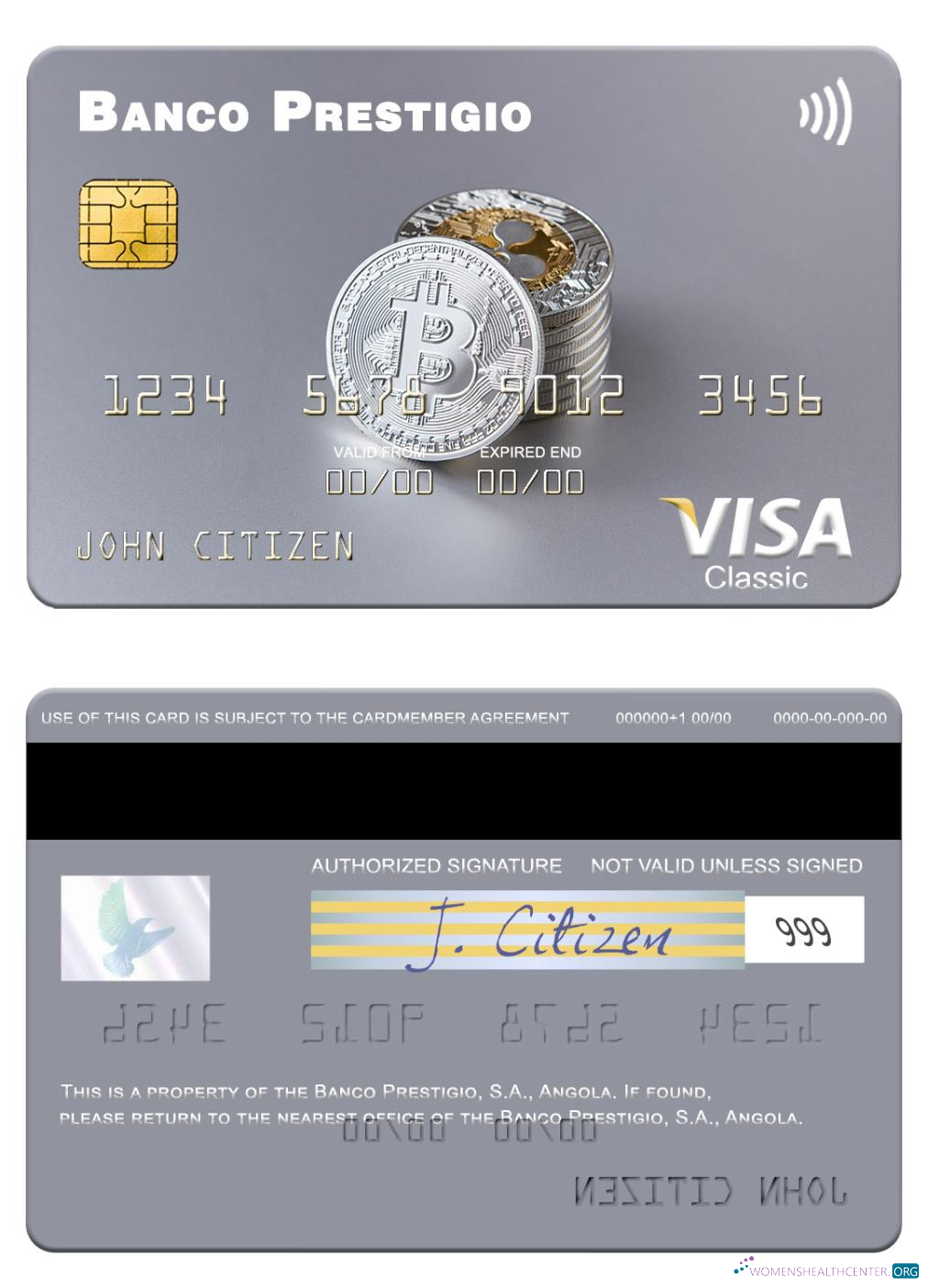 Download Angola Banco Prestigio, S.A. visa card Photoshop template